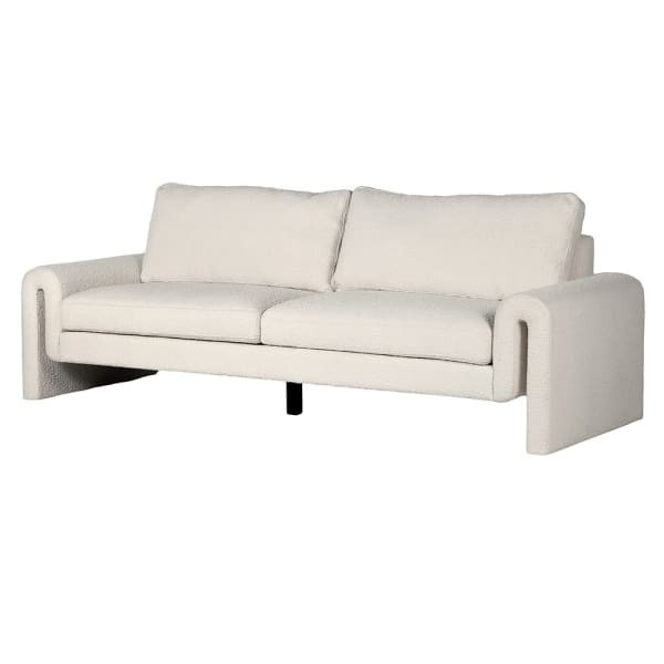 White Three Seater Sofa 236 cm white boucle designer shape