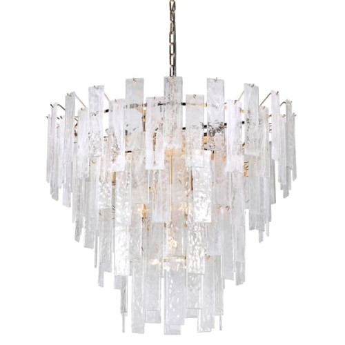 Sloane Glass Chandelier 79x65 cm textured clear glass four levels