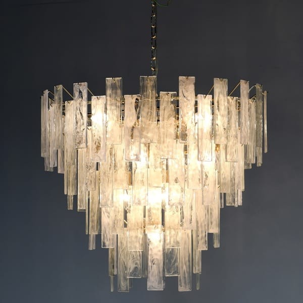 Sloane Glass Chandelier 79x65 cm textured clear glass four levels