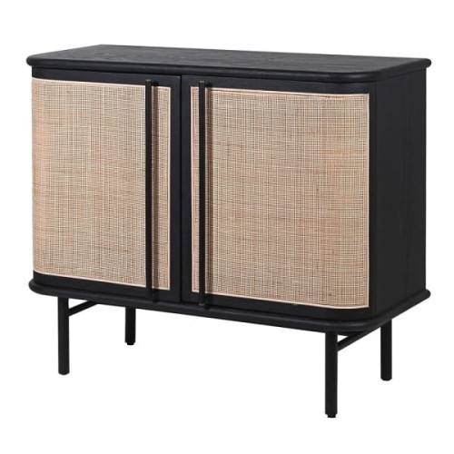Leicester Two Door Cabinet 102x88 cm black oak natural cane