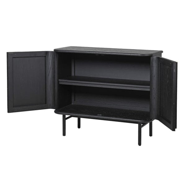 Leicester Two Doors Cabinet 102x88 cm black oak natural cane