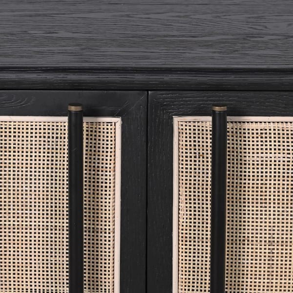 Leicester Two Doors Cabinet 102x88 cm black oak natural cane