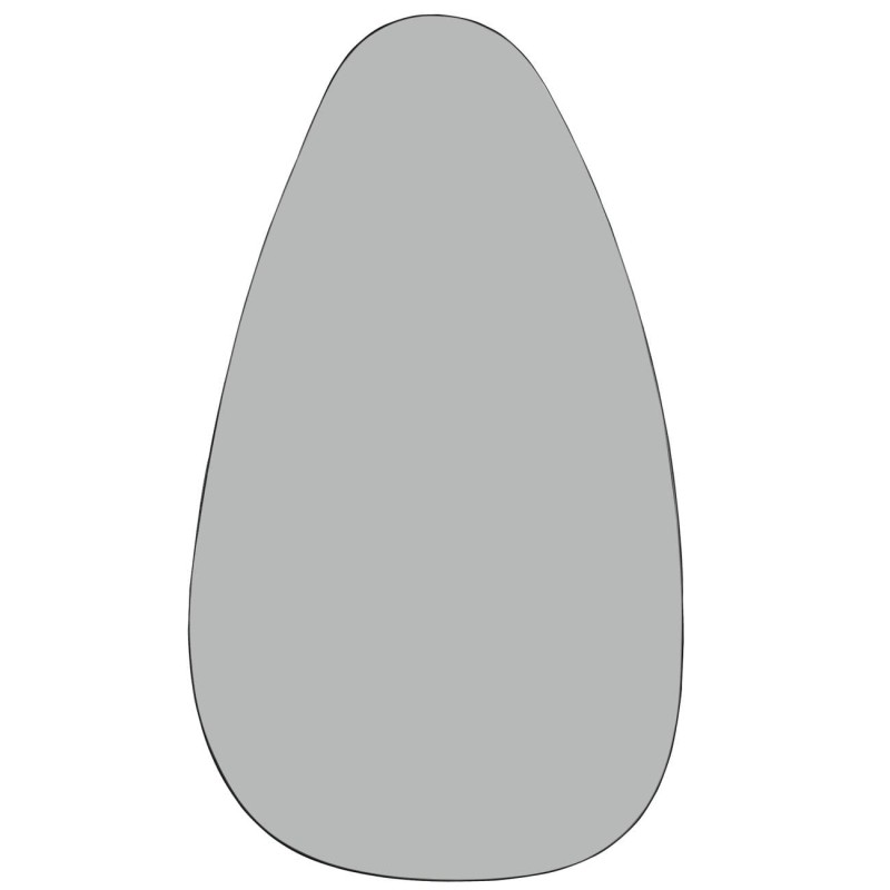 Large irregular oval mirror with ribbed metal frame