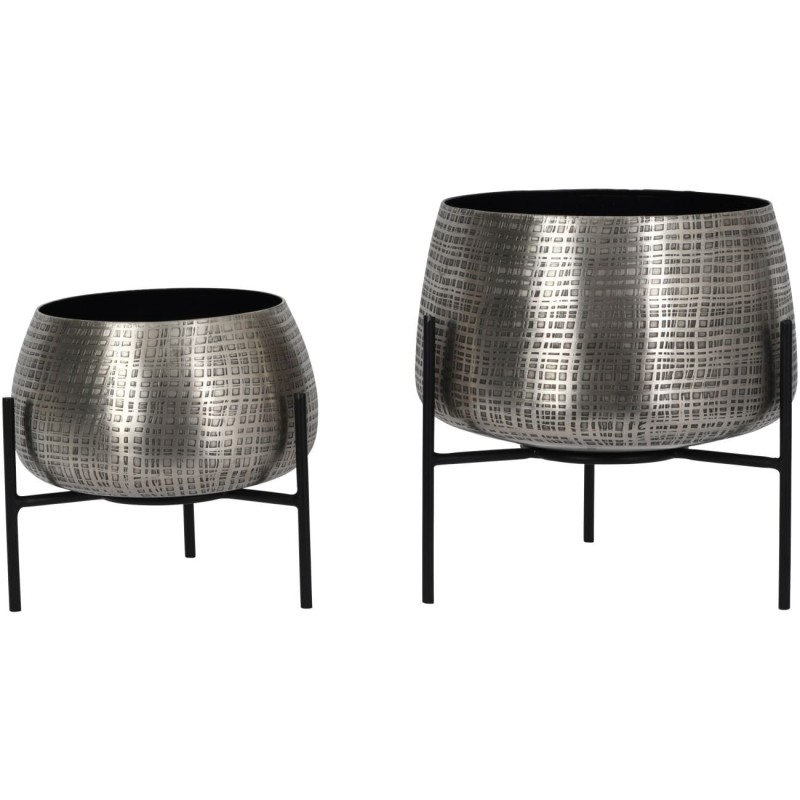 Belgrave Grey S Planters 26x26 cm silver iron black base