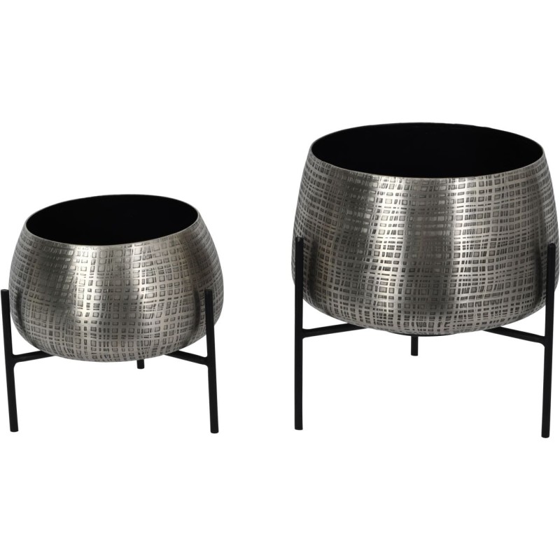 Belgrave Grey S Planters 26x26 cm silver iron black base