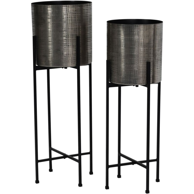 Belgrave Grey silver indoor planters set of two