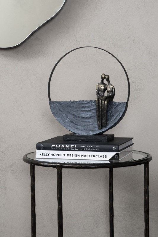 Portland Love Circle Sculpture 33 cm couple in love bronze grey