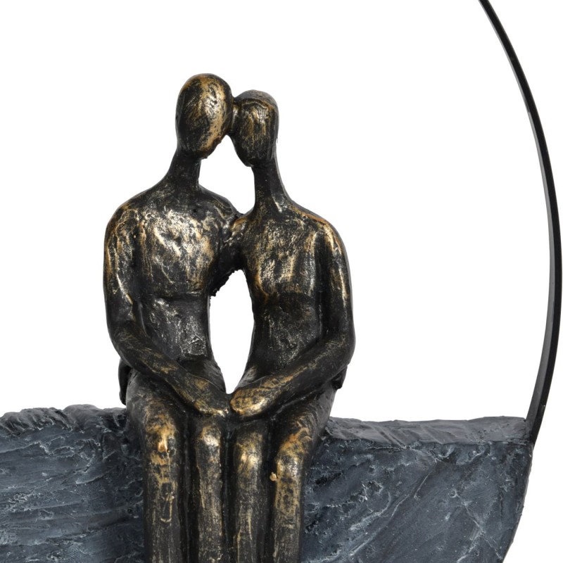 Portland Love Circle Sculpture 33 cm couple in love bronze grey