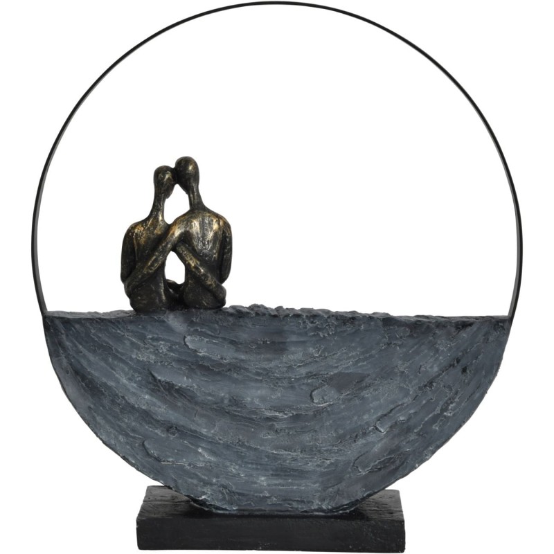 Portland Love Circle Sculpture 33 cm couple in love bronze grey
