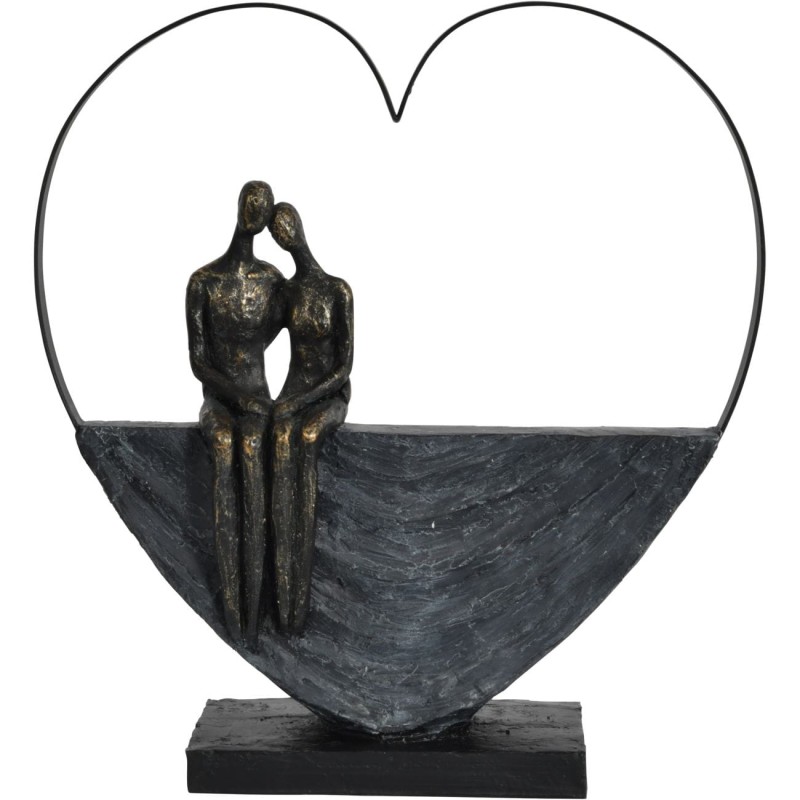 Portland Love Heart Sculpture 31 cm couple in love in the heart shape brown grey
