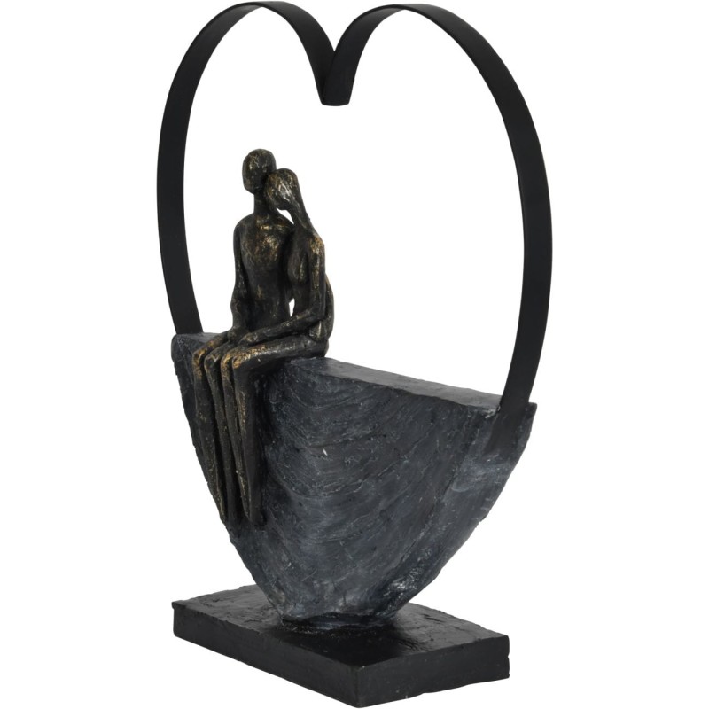 Portland Love Heart Sculpture 31 cm couple in love in the heart shape brown grey
