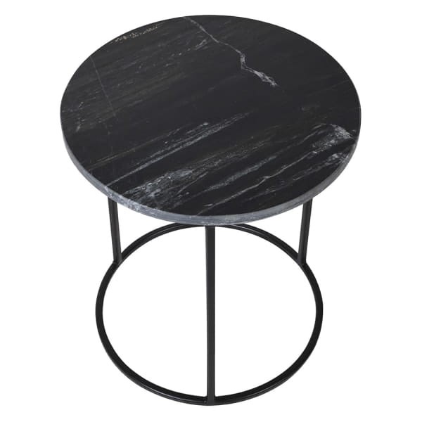 Sloane Marble side tables with black iron base set of 2