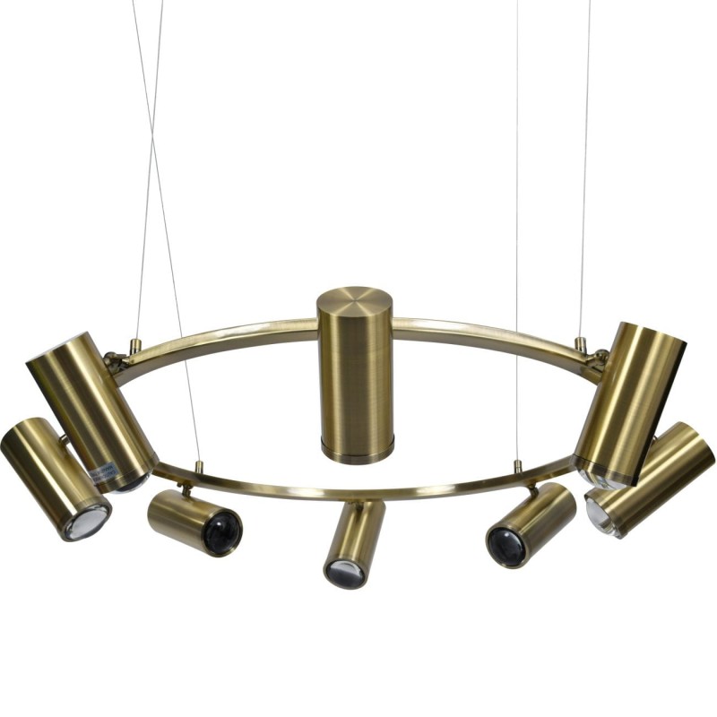 Reflector Brass Pendant Lamp 90x90x18 cm eight spotlights brushed brass - gold pendant lamp