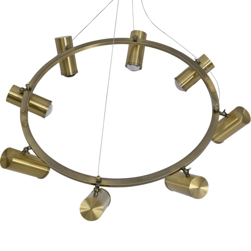 Reflector Brass Pendant Lamp 90x90x18 cm eight spotlights brushed brass