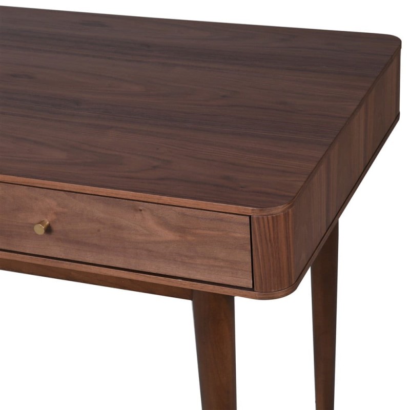 Brown desk 115 cm wide with gold details