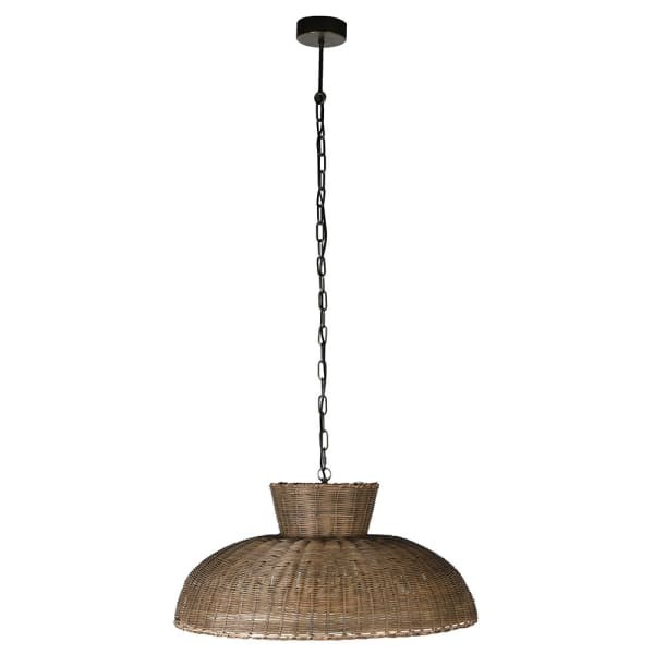 Large pendant light handwoven from natural rattan