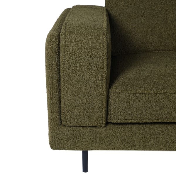 Simple Green Boucle 225 cm sofa - boucle three seater box sofa iron legs