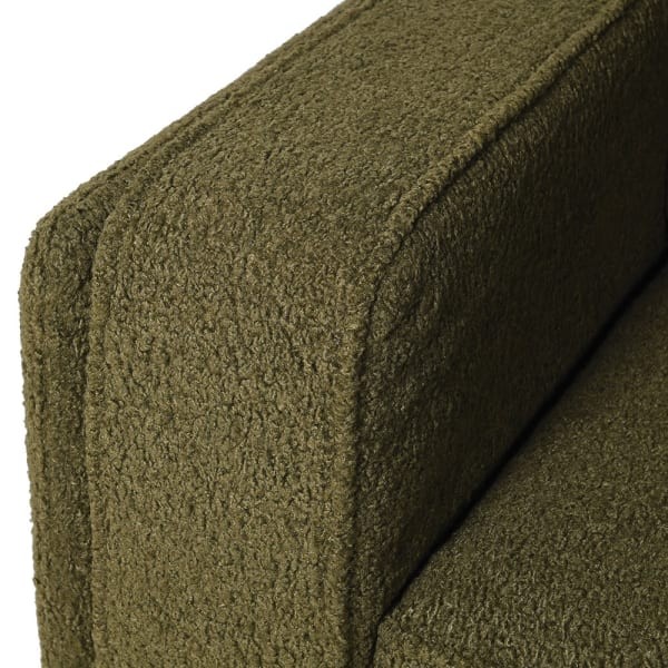 Simple Green Boucle 225 cm sofa - boucle three seater box sofa iron legs