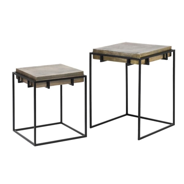 Modern Telcon Brass Side Tables set of two aluminium iron brass finish