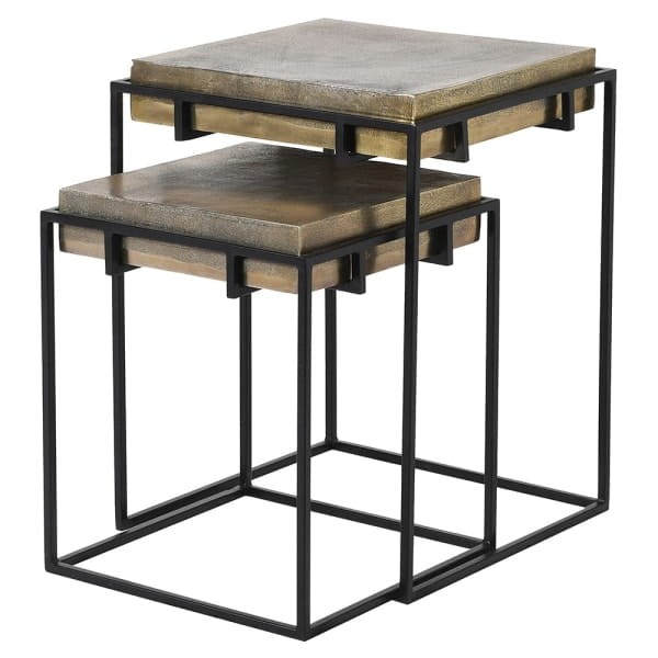 Modern Telcon Brass Side Tables set of two aluminium iron brass finish