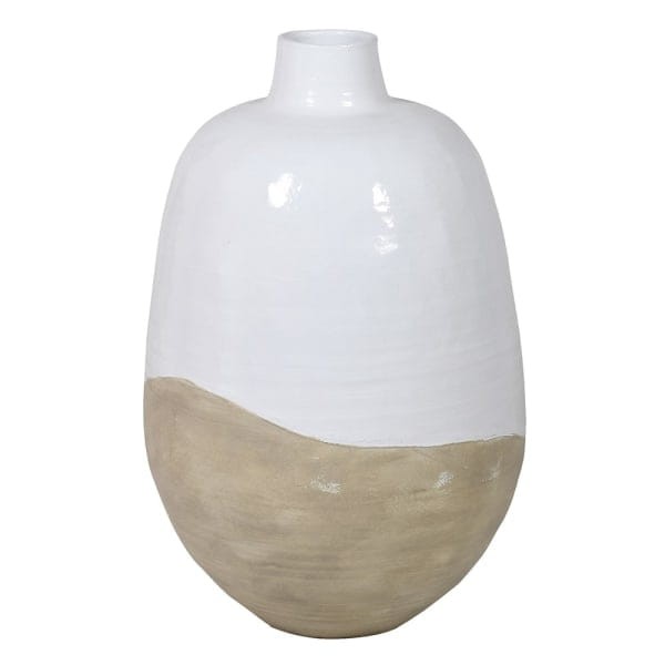Telcon White Oversized Ceramic Vase 80 cm white and beige finish