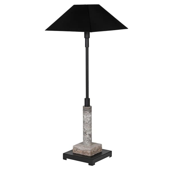 Montrose Black 89cm table lamp with a grey marble base and black metal shade