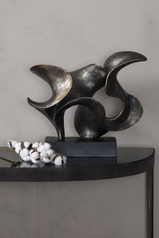 Novum Abstract Sculpture 40 cm polyresin bronze black base