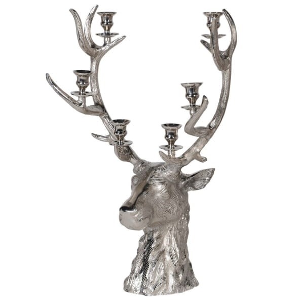 Stag silver candelabra measuring 66 cm high