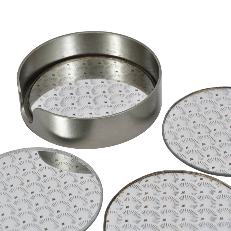 Deco Coasters white with antique gold set of four