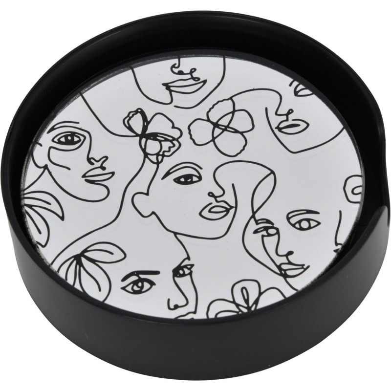 Face Coasters White and Blue mirrored glass