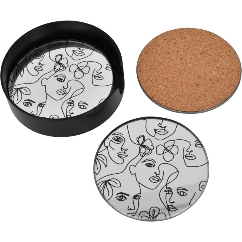 Face Coasters White and Blue mirrored glass