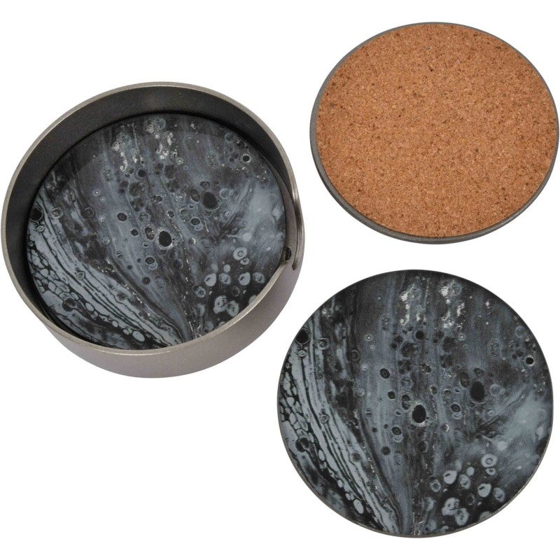 Grey coasters with protective cork backing