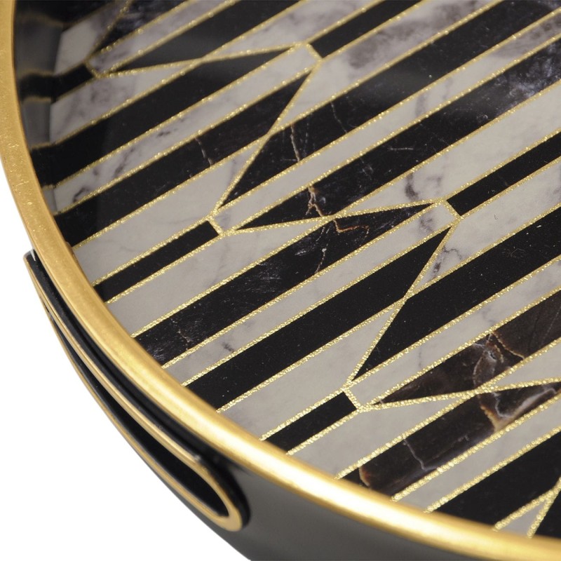 Black and gold trays for a coffee table