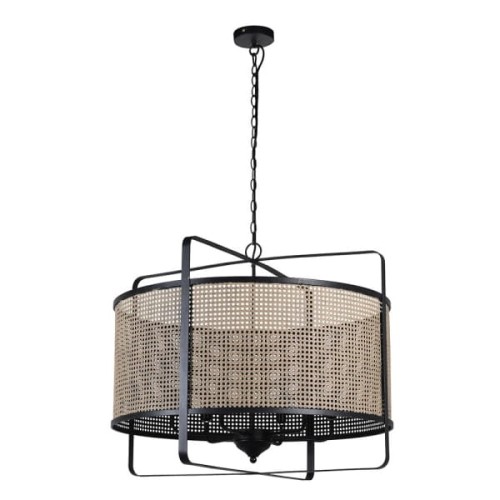 Chesham Rattan Chandelier L 80x66 cm ceiling lamp with rattan effect iron