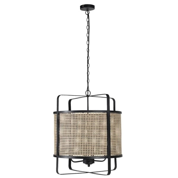 Chesham Rattan S iron pendant light with a woven rattan effect