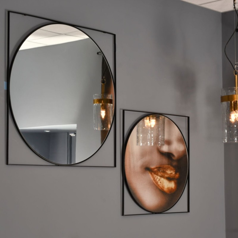 Maryland Square Mirror S 77 cm black metal frame