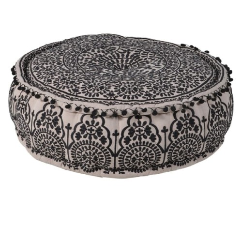 Orient Pouf Black and White 58x23 cm pom pomp finish