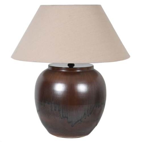 Mayfair Brown Table Lamp 71 cm porcelain base cream linen shade