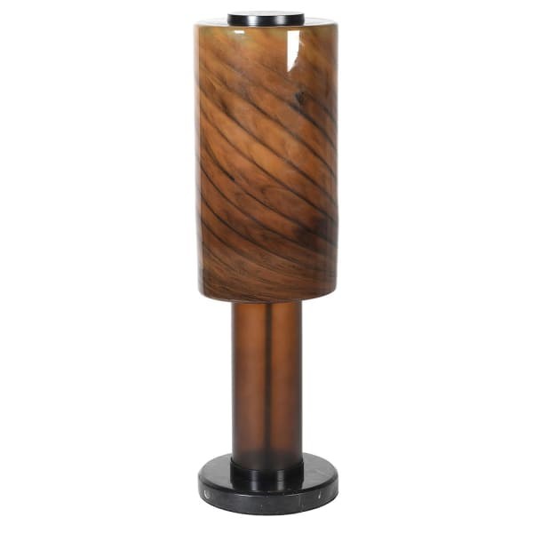 Manilla brown glass table lamp 66cm with black marble base
