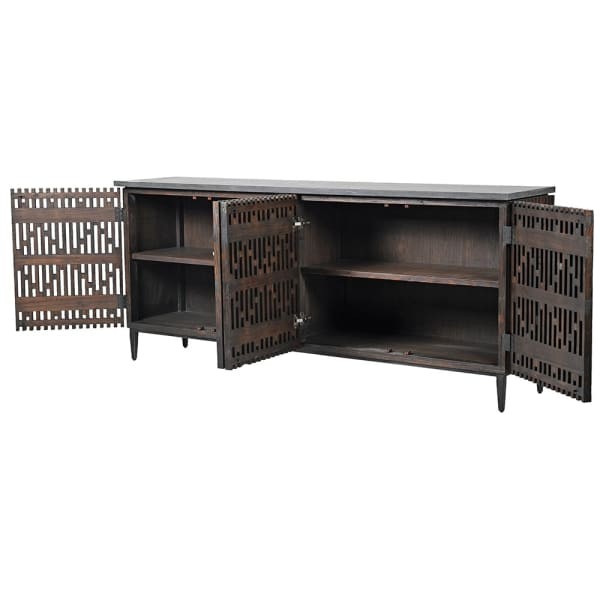 Dark pine sideboard with textured wooden fronts