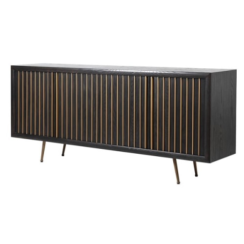 Battersea Sideboard 200x87 cm - luxury wooden sideboard in dark brown and gold
