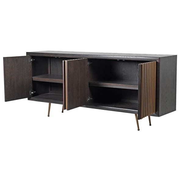 Battersea Sideboard 200x87 cm - luxury wooden sideboard in dark brown and gold