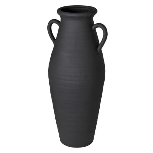 Maldon Tall Luxury Cement Urn, 76 cm, in Black with Decorative Handles