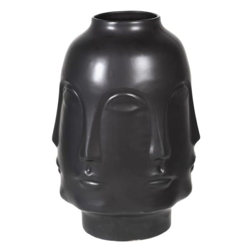 Faces Ceramic Vase 43 cm – Black Sculptural Face Design