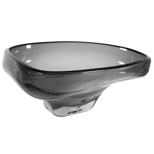 Clear Smoked Decorative Glass Bowl 50 cm – Large Hand-Blown Glass Centrepiece