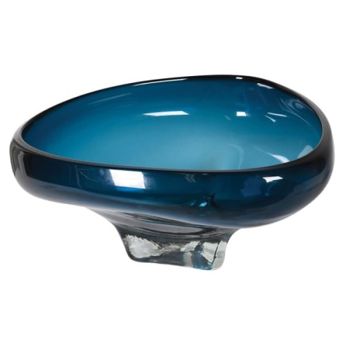Cobalt Blue Glass Decorative Bowl 48 cm – Large Hand-Blown Glass Centrepiece