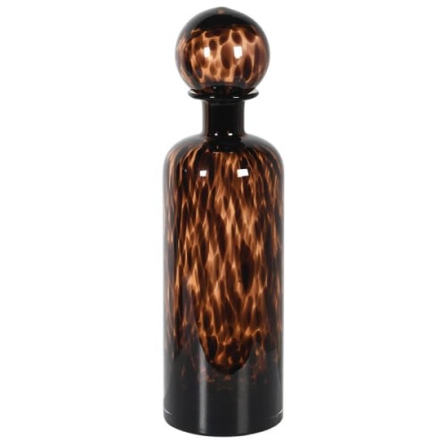 Monroe Print Brown Glass Decorative Bottle 40 cm with Spherical Stopper