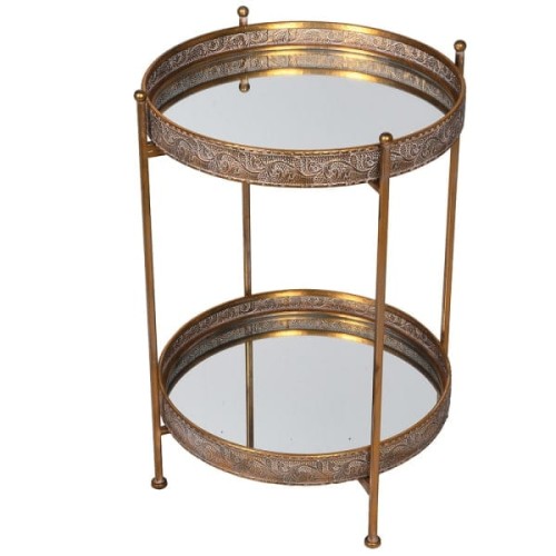 Savile Gold Side Table with Mirrored Tray Tops 63 cm