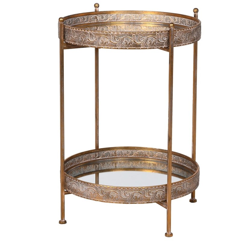 Savile gold side table with mirrored tray tops