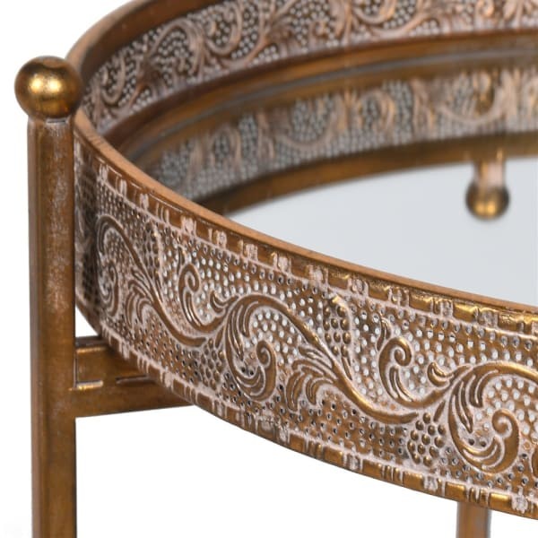 Savile gold side table with mirrored tray tops